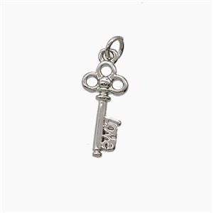 Copper Key Pendant Platinum Plated, approx 6-13mm