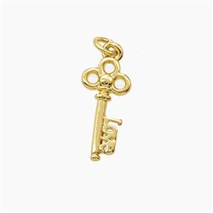 Copper Key Pendant Gold Plated, approx 6-13mm