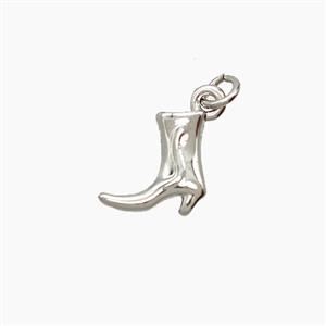 Copper Cowboy Boots Pendant Shoes Platinum Plated, approx 8mm
