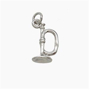 Copper Bugle Pendant Musical Platinum Plated, approx 6-11mm
