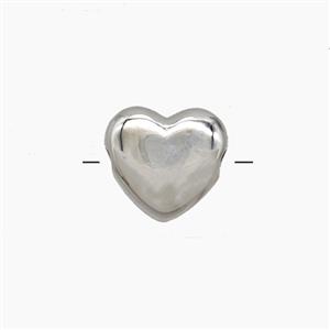 Copper Heart Beads Platinum Plated, approx 10mm