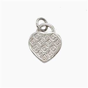Copper Heart Pendant Platinum Plated, approx 11mm