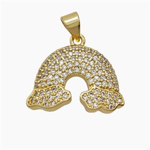 Copper Rainbow Pendant Pave Zirconia 18K Gold Plated, approx 14-20mm
