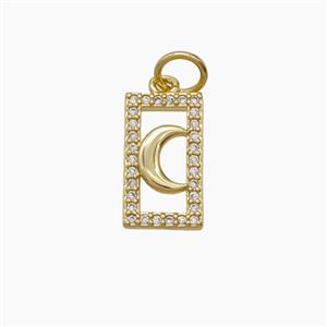 Copper Moon Pendant Pave Zirconia 18K Gold Plated, approx 7-13mm