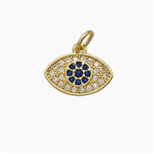 Copper Eye Pendant Pave Zirconia 18K Gold Plated, approx 8-13mm