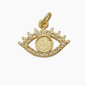 Copper Eye Pendant Pave Zirconia 18K Gold Plated, approx 10-17mm