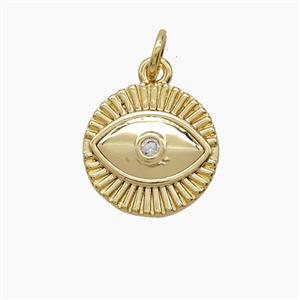Copper Eye Pendant Pave Zirconia 18K Gold Plated, approx 13mm