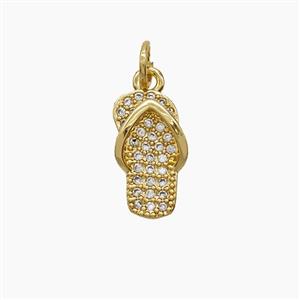 Copper Flip Flop Pendant Pave Zirconia Shoes 18K Gold Plated, approx 8-13mm