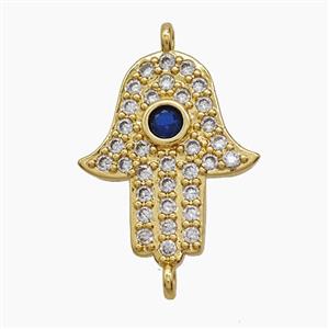 Copper Hamsahand Connector Pave Zirconia 18K Gold Plated, approx 15-18mm