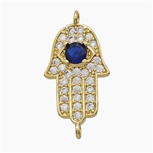 Copper Hamsahand Connector Pave Zirconia 18K Gold Plated, approx 12-18mm
