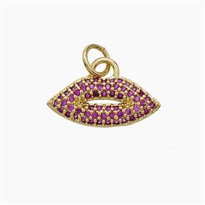 Copper Lips Pendant Pave Zirconia 18K Gold Plated, approx 7-16mm