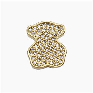 Copper Bear Pendant Pave Zirconia 18K Gold Plated, approx 13-16mm