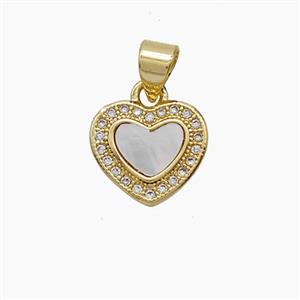 Copper Heart Pendant Pave Zirconia 18K Gold Plated, approx 12mm