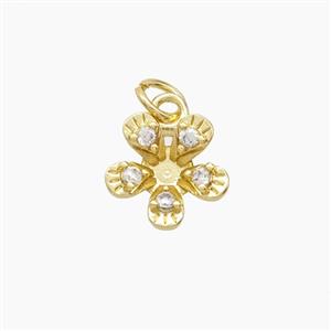Copper Pendant Pave Zircon, Gold Plated, approx 11mm