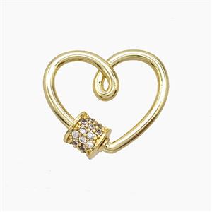 Copper Pendant Pave Zircon, Gold Plated, approx 17mm