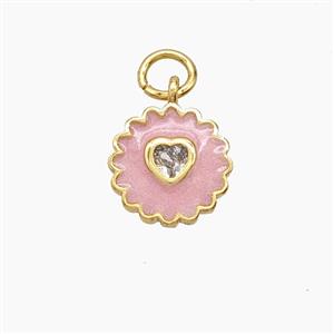 Enamel Copper Pendant, Gold Plated, approx 10mm