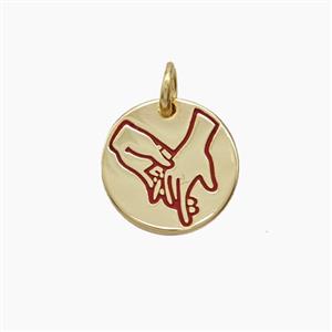 Enamel Copper Pendant, Gold Plated, approx 13mm