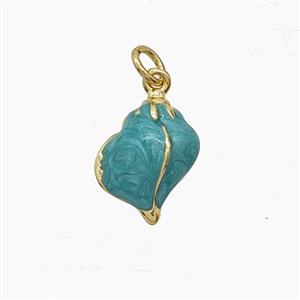 Enamel Copper Pendant, Gold Plated, approx 11-15mm