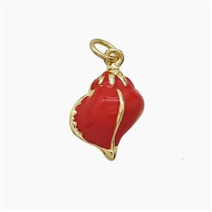 Enamel Copper Pendant, Gold Plated, approx 11-15mm