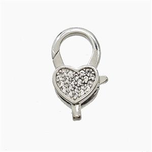 Copper Connector Clasp Pave Zircon, Platinum Plated, approx 11-17mm