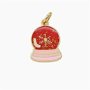Enamel Copper Pendant Pave Zircon, Gold Plated, approx 10-13mm