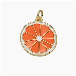 Enamel Copper Pendant Pave Zircon, Gold Plated, approx 15-16mm