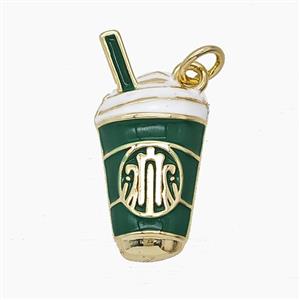 Enamel Copper Pendant Pave Zircon, Gold Plated, approx 8-24mm