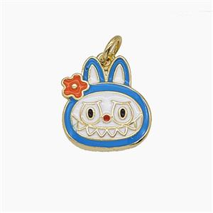 Enamel Copper Pendant Pave Zircon, Gold Plated, approx 14mm