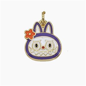 Enamel Copper Pendant Pave Zircon, Gold Plated, approx 14mm