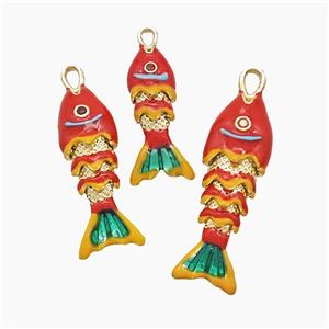 Enamel Copper Pendant Pave Zircon, Gold Plated, approx 10-40mm
