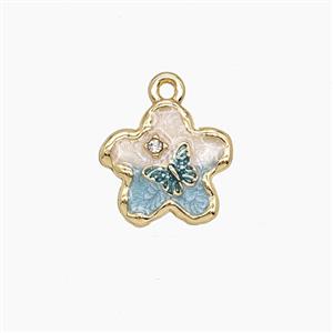 Enamel Copper Pendant, Gold Plated, approx 13mm