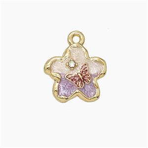 Enamel Copper Pendant, Gold Plated, approx 13mm