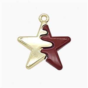 Enamel Copper Pendant, Gold Plated, approx 17mm