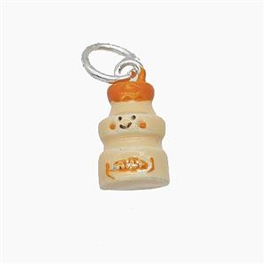 Enamel Copper Pendant, Silver Plated, approx 8-12mm