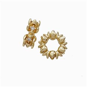 Copper Bead Pave Zircon, Gold Plated, approx 10mm