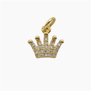 Copper Crown Pendant Pave Zirconia Gold Plated, approx 8-11mm