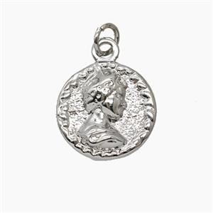 Copper Human Pendant Platinum Plated, approx 15mm