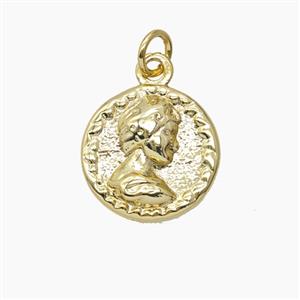 Copper Human Pendant Gold Plated, approx 15mm