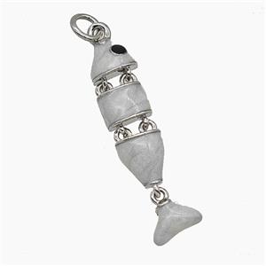 Copper Fish Pendant White Enamel Platinum Plated, approx 7-30mm
