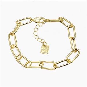 Copper Chain Bracelet Gold Plated, approx 7.5-16mm, 18-23cm length
