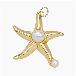 Copper Starfish Pendant Pave Resin Gold Plated, approx 25mm