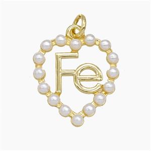 Copper Heart Fe Pendant Pave Resin Gold Plated, approx 18-19mm