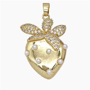 Copper Strawberry Pendant Pave Zirconia Resin Gold Plated, approx 20-30mm