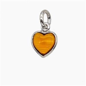Orange Catseye Glass Heart Pendant, approx 7mm