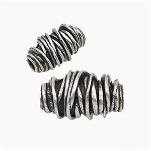 Copper Rice Beads Large Hole Antique Silver, approx 9-15mm, 3mm hole