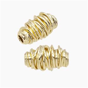 Copper Rice Beads Large Hole Gold Plated, approx 9-15mm, 3mm hole