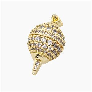 Copper Globe Pendant Micropave Zirconia Gold Plated, approx 13mm dia