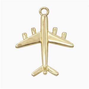 Copper Airplane Pendant Gold Plated, approx 22-25mm