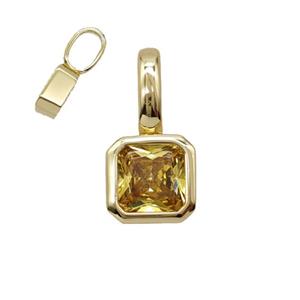 Copper Pendant Pave Crystal Glass Gold Plated, approx 7.5-15mm