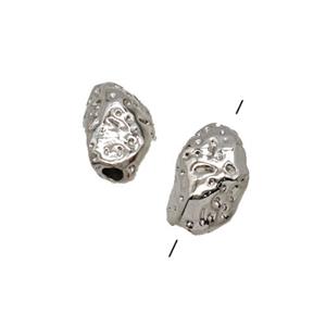 Copper Beads Freeform Hammered Platinum Plated, approx 5-9mm